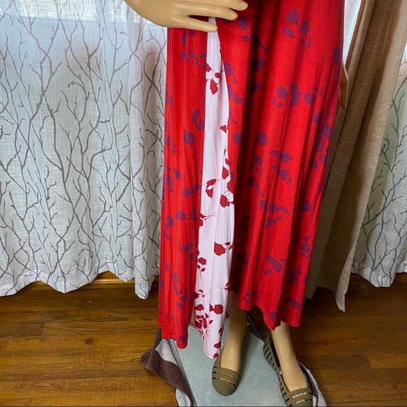 LOGO by Lori Goldstein Rayon 230 Printed Dress with Contrast Godet - Picture 5 of 8